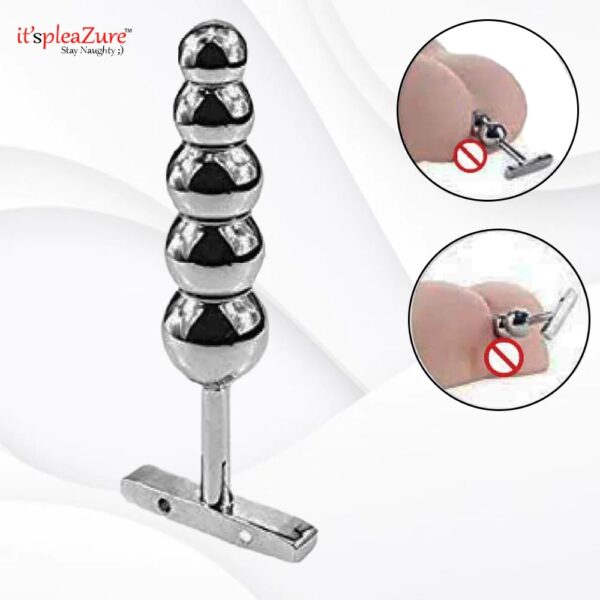Stainless Steel 5 Heavy Bead Anal Plug Sex Toy